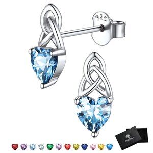 Amethyst Celtic Trinity Knot Sterling Silver Earrings Gift Box New